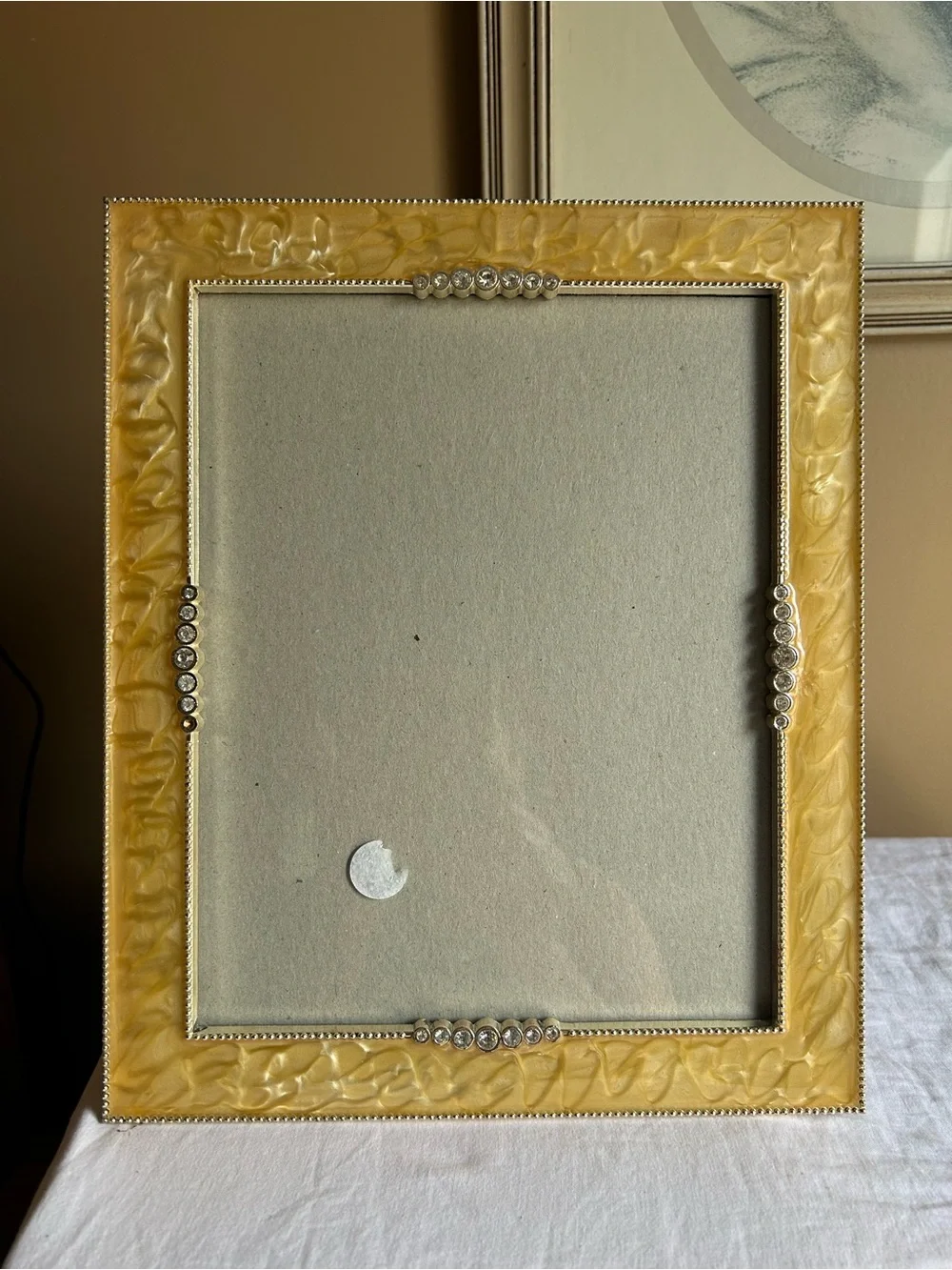 Elegant Yellow Decorative Picture Frame with Rhinestone Accents